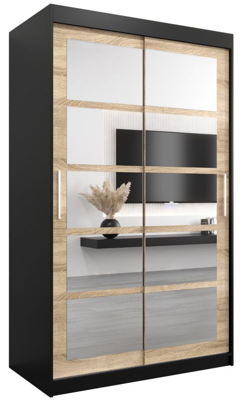 Szafa przesuwna Abiks ROMA 2 120 czarny mat + sonoma 1 szt.