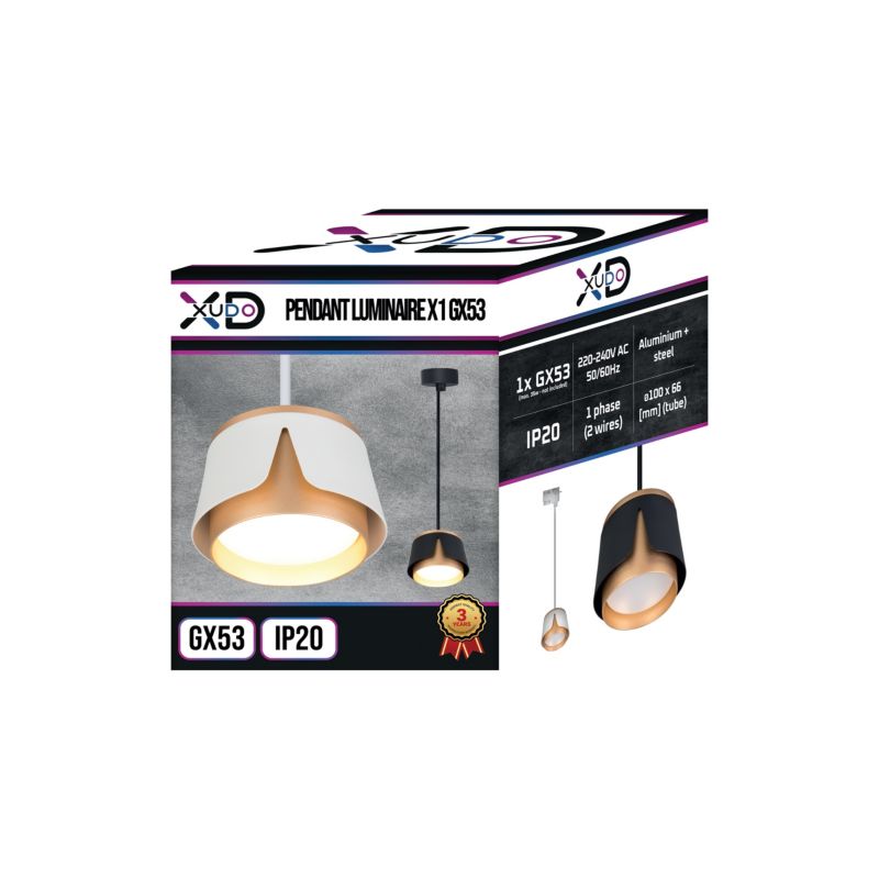 Oprawa wisząca XUDO szyna 1-faza GX53 Biało-złota 1 szt.