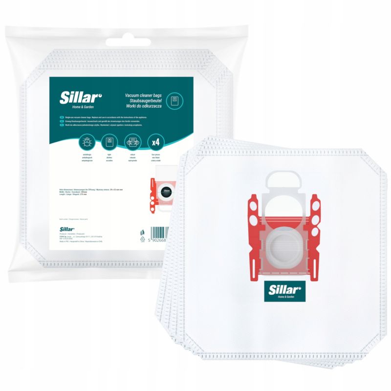 Worki do odkurzacza, Sillar, syntetyczne, antyalergiczne, zamiennik do Bosch GL30, GL45, Serie 2 4 6 8, Siemens, 30.5x27.5cm, 4szt