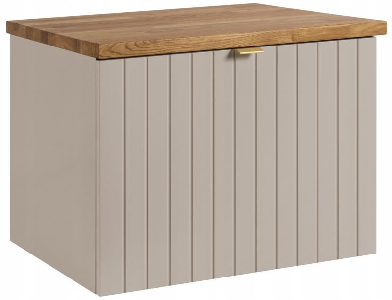 Szafka pod umywalkę Furnidea 60 cm kaszmir lakierowana z blatem dębowym Harmo 1 szt.