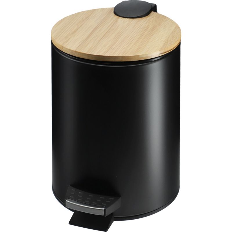 Kosz Na Śmieci KADAX Łazienkowy 3L Odpady Do Łazienki Z Pedałem Bambus Czarny 1 szt.