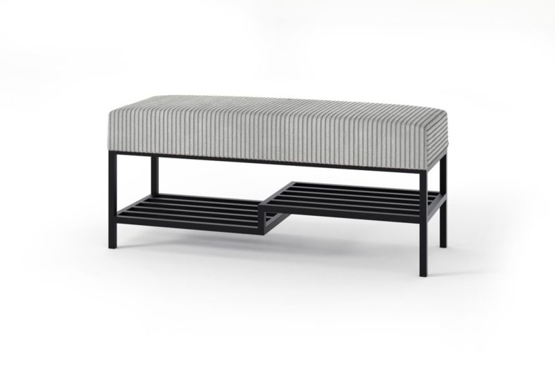 Ławka tapicerowana z półką Bettso Mello 80 cm w tkaninie poso na czarnym stelażu szary 1szt.