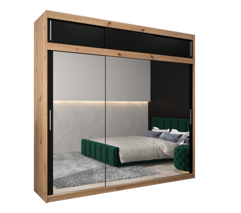 Szafa przesuwna Garderoba Abiks Tokyo 3 250 artisan + czarny z nadstawką 1 szt.