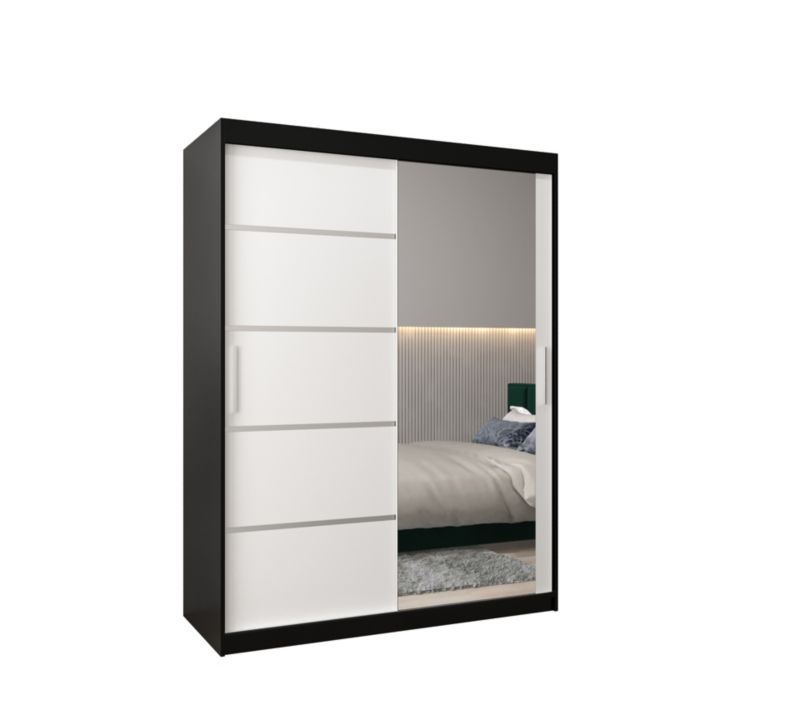 Szafa przesuwna Garderoba Abiks Verona 2 150 czarny + biały 1 szt.