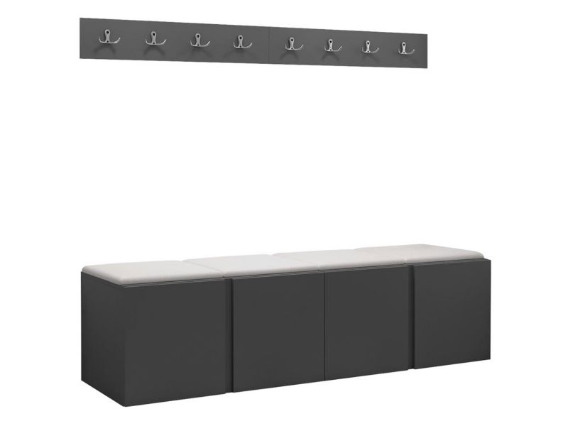 Garderoba MIRJAN 24 Orion VII grafit + biała ekoskóra 1 kpl.