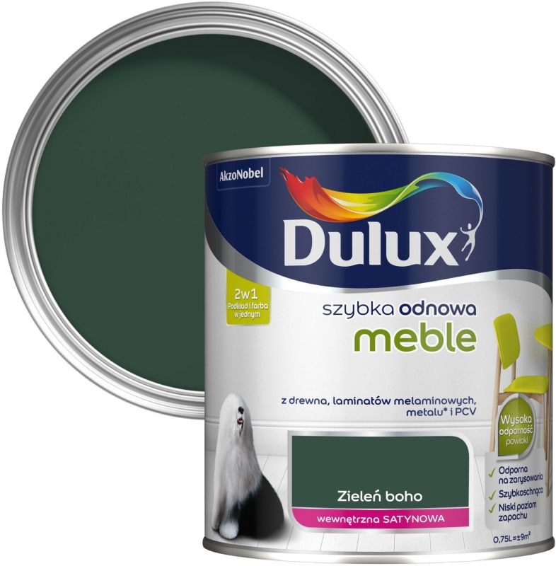 Farba Dulux Szybka Odnowa meble zieleń boho 0,75 l