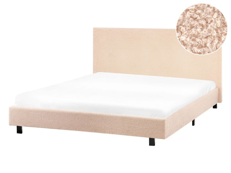 Łóżko Boucle Albi 140 x 200 cm Beżowy 1 szt.