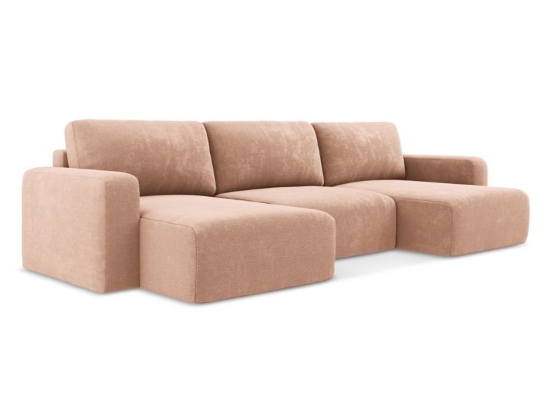 Sofa panoramiczna z funkcją spania LaMiaSofa OSTIA z tkaniny szenilowej 332x149 cm brzoskwiniowy 1 szt.