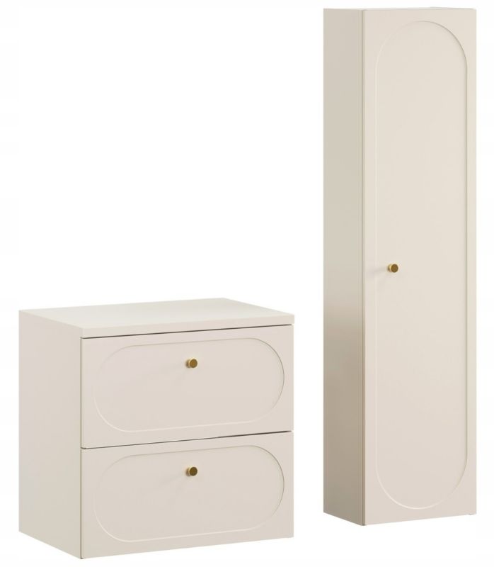 Szafka pod umywalkę i słupek Furnidea 60 cm + 35 cm beż piaskowy Donna Sand zestaw
