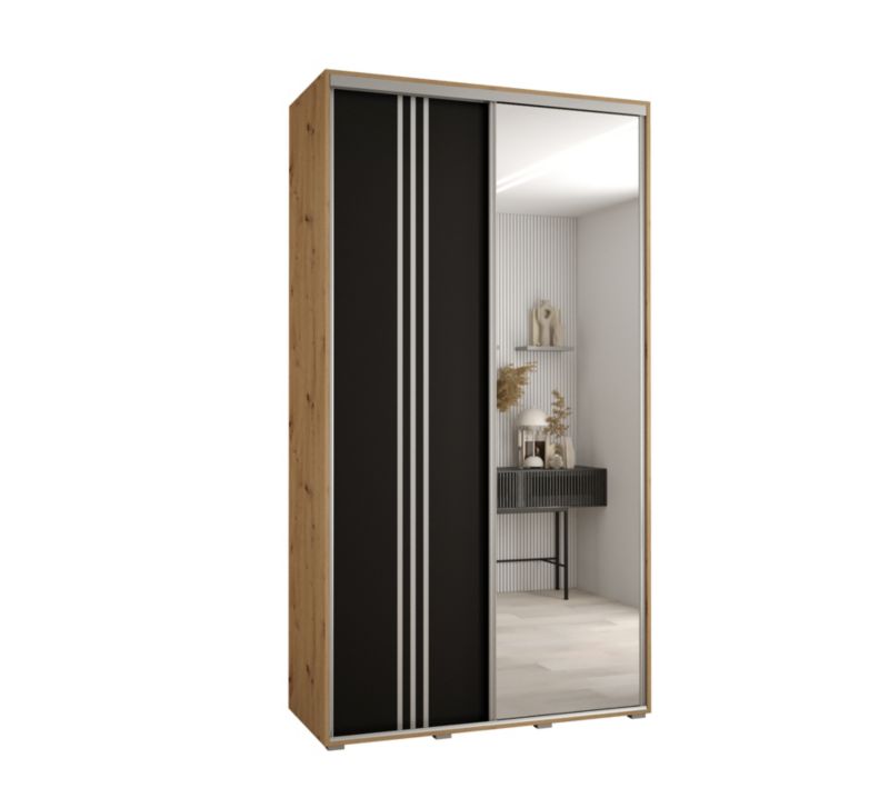 Szafa przesuwna Abiks DAVOS 7 wysoka szer.130cm gł.60cm artisan/czarny/srebrny 1szt.