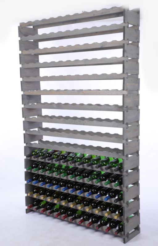 Stojak na wino MODO24 regał modułowy na butelki 15 leżni x 12 butelek montaż bez narzędzi impregnacja szara 1 szt.