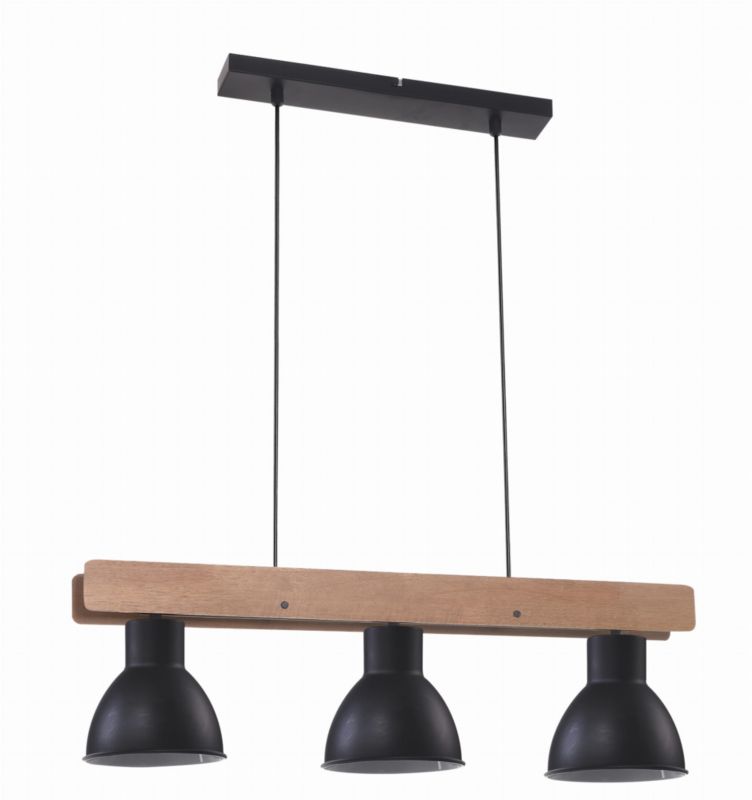 Lampa sufitowa wisząca Candellux Vario czarna-naturalne drewno wym: 95 x 73 x 16 cm 3xE27 x 60W 1 szt.