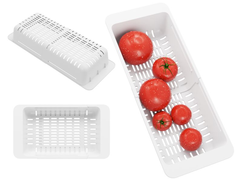 Koszyk Składany biały do zlewu kuchennego Granitan Uniwersalny Ociekarka