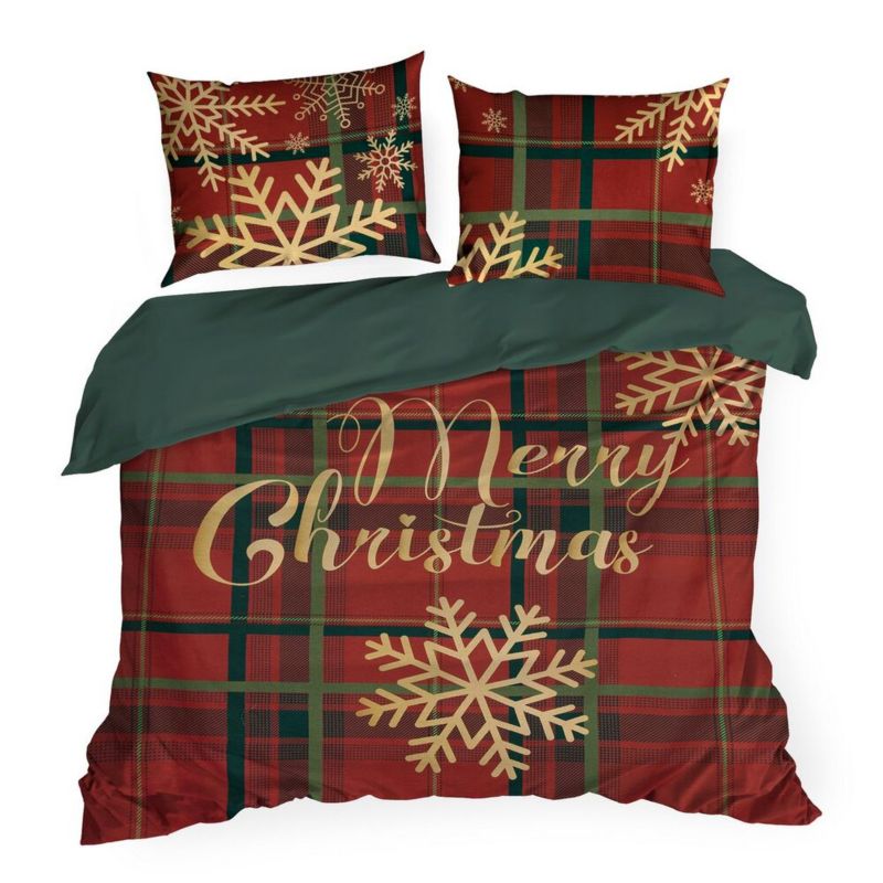 Pościel Świąteczna ESTRELLA Eurofirany Bawełniana Czerwona Krata 160X200 Cm Kpl.