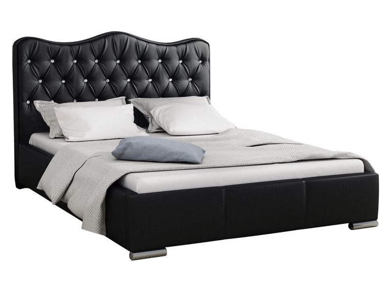 Łóżko tapicerowane MIRJAN 24 Santorini 140x200 czarna ekoskóra 1 szt.
