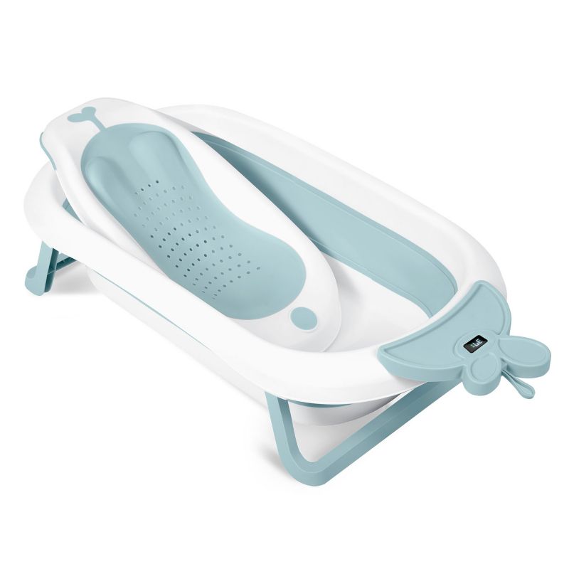 Wanienka dla niemowląt Ricokids składana silikonowa termometrem LCD biało-niebieska 728201 1 szt.