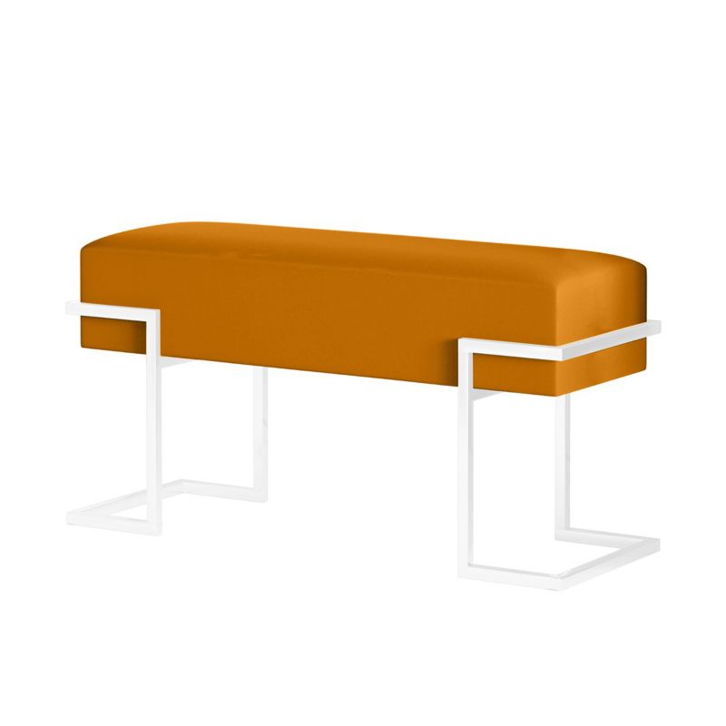 Ławka tapicerowana Bettso Cely 80 cm do przedpokoju na białym stelażu miodowy 1szt.