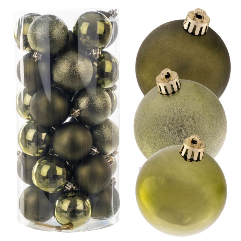 Bombki Choinkowe KADAX Nietłukące Bombka Na Choinkę Ozdoby Świąteczne Zielony Zestaw 30 szt.