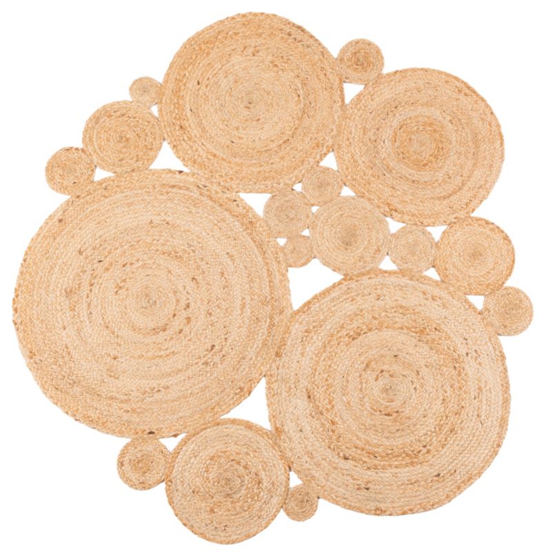 Dywan Multidecor z Juty Outdoor na zewnątrz i do wewnątrz 140 cm koło patchwork beżowy 1 szt.