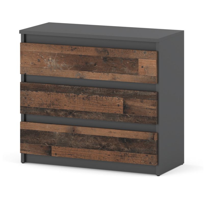 Komoda Hurtownia-Mebli Szuflady 3 Hugo 3SZ 80cm Szary Mat Old Style 80x33.5x71 cm 1szt.