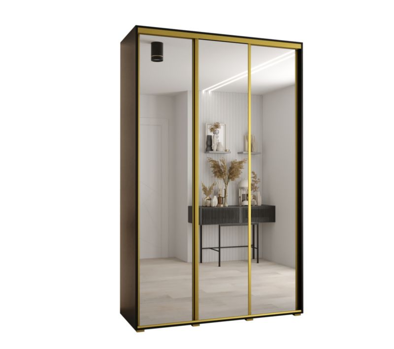 Szafa przesuwna Abiks DAVOS 2 wysoka szer.160cm gł.60cm czarny/czarny/złoty 1szt.