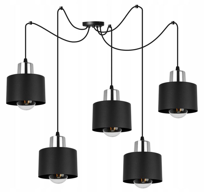 Lampa sufitowe wisząca Light Home LH Spider Panta 5x E27 60W czarny/srebrny 1szt.