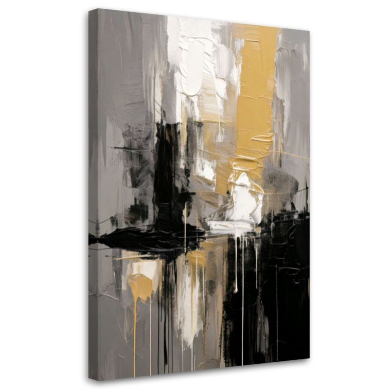 Obraz do salonu Feeby Abstrakcja Modern Szaro Złoto Black Paint 70x100cm 1szt