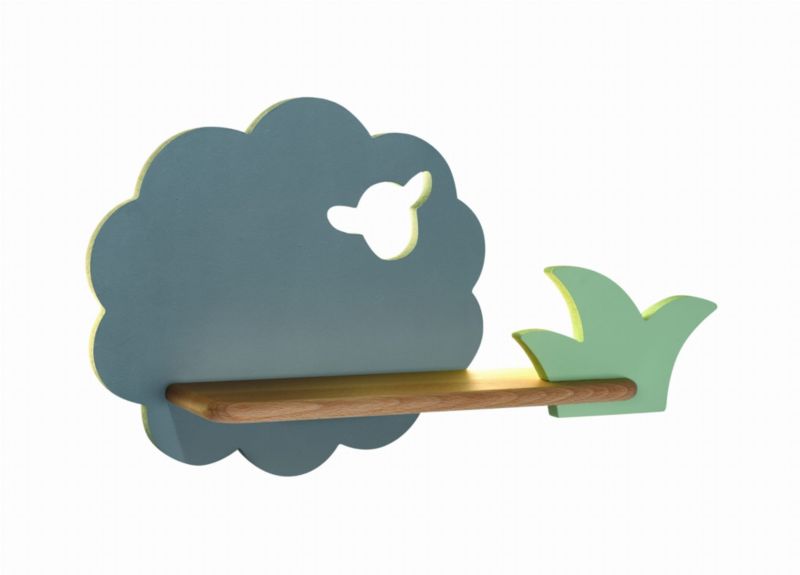 Kinkiet ścienny Candellux Sheep szaro-zielony-jasne drewno LED 4W 4000K 250lm IP20 wym: 24 x 42 x 12 cm - 1 szt.