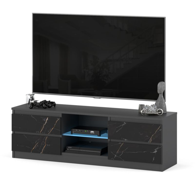 Komoda RTV Hurtownia-Mebli Szuflady 4 RTV Quattro 138 138cm Szary Mat San Sebastian 138x35x45 cm 1szt.