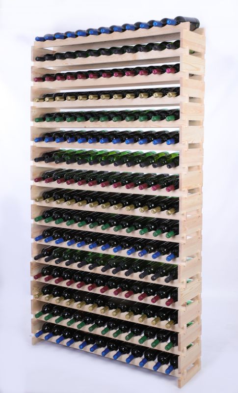Stojak na wino MODO24 regał modułowy na butelki 16 leżni x 12 butelek montaż bez narzędzi naturalne drewno 1 szt.