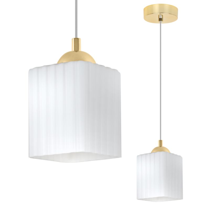 Lampa sufitowa wisząca Light Home LH Riffle sześcian 1x E27 60W złoty/biały 1szt