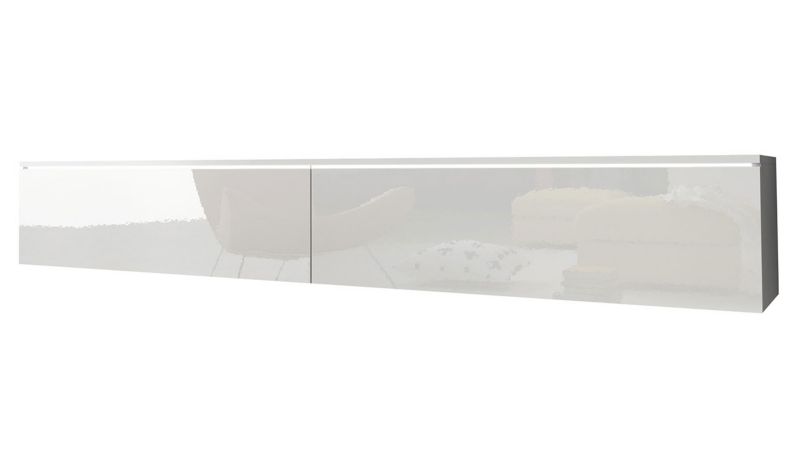 Szafka RTV MIRJAN 24 D180 z oświetleniem LED biały/biały połysk 1 szt.