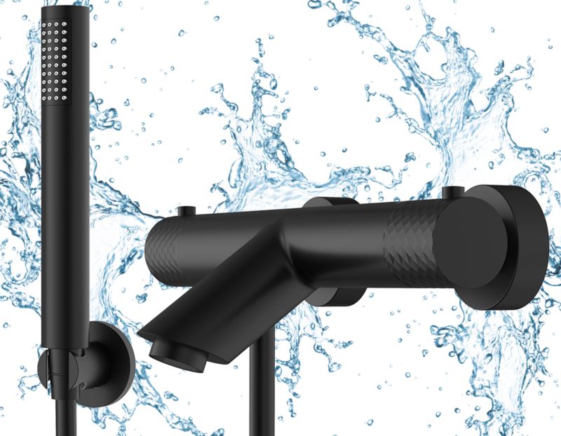 Bateria Wannowa Termostatyczna Granitan Glami Czarna termostat słuchawka kran 1kpl.