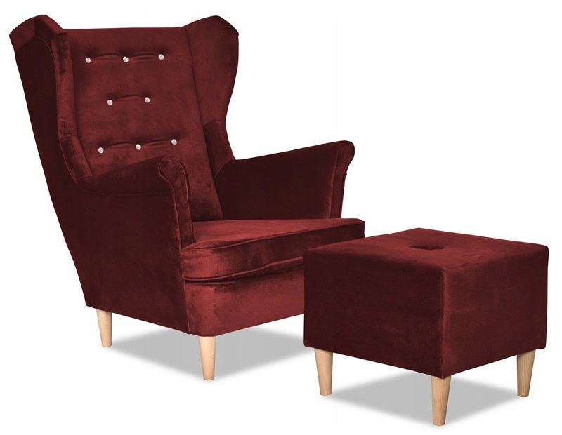 Fotel uszak do salonu z podnóżkiem Family Meble Diana bordo 1szt
