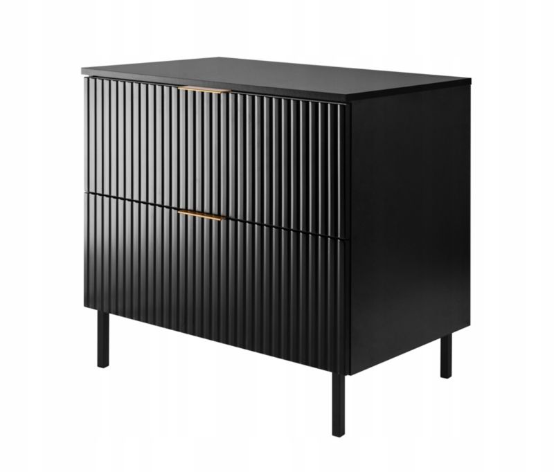 Szafka łazienkowa Furnidea 80 cm czarna ryflowana z blatem FLOW 1 szt.