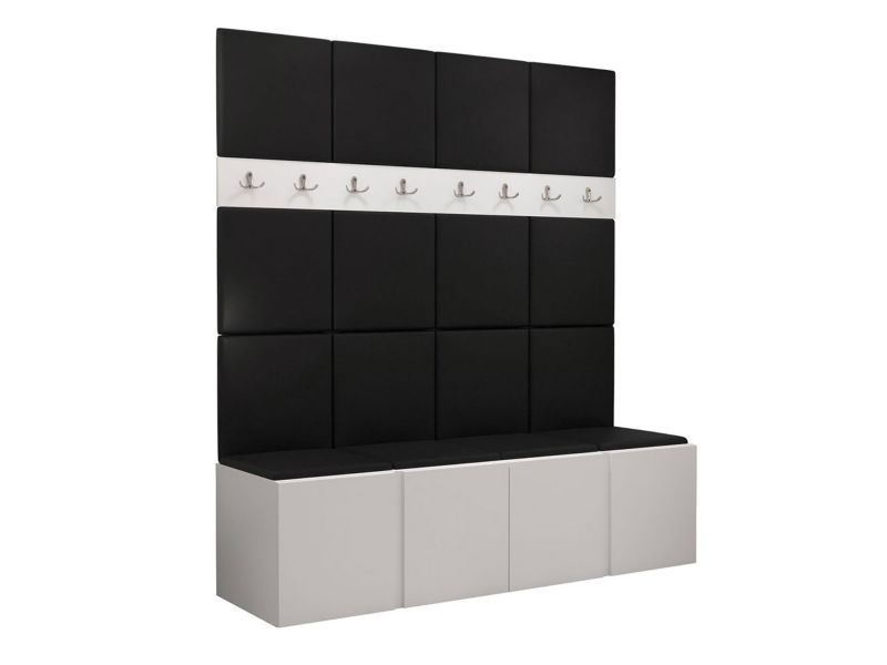 Garderoba MIRJAN 24 Orion V biały + czarna ekoskóra 1 kpl.