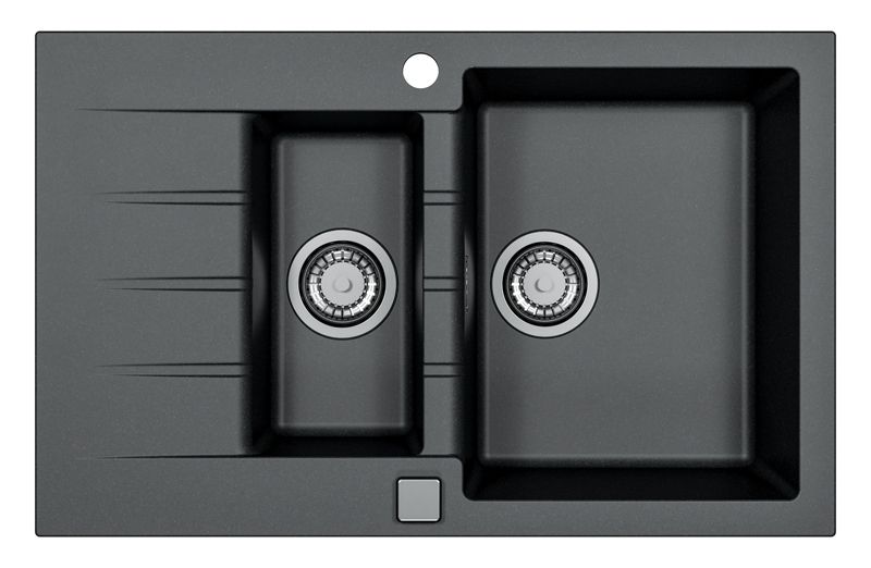 Zlewozmywak granitowy Alveus Cadit 70 kol. 91 czarny (79x50) 1,5-komorowy 1szt.