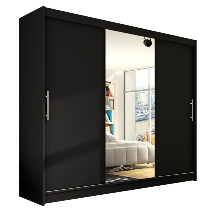 Szafa MIRJAN 24 z drzwiami przesuwnymi Aston I 250 czarny/lustro 1 szt.