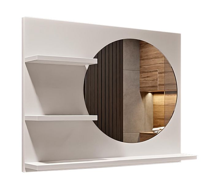 Lustro łazienkowe z półkami Better Home 60 x 50 x 12 cm, Białe, 1 szt.