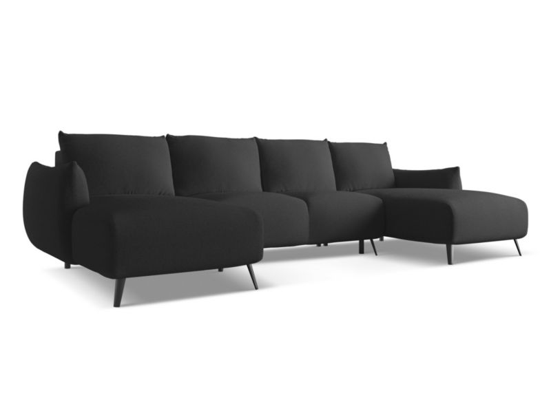 Sofa panoramiczna z funkcją spania LaMiaSofa GENOVA z tkaniny szenilowej 317x162 cm antracyt 1 szt.