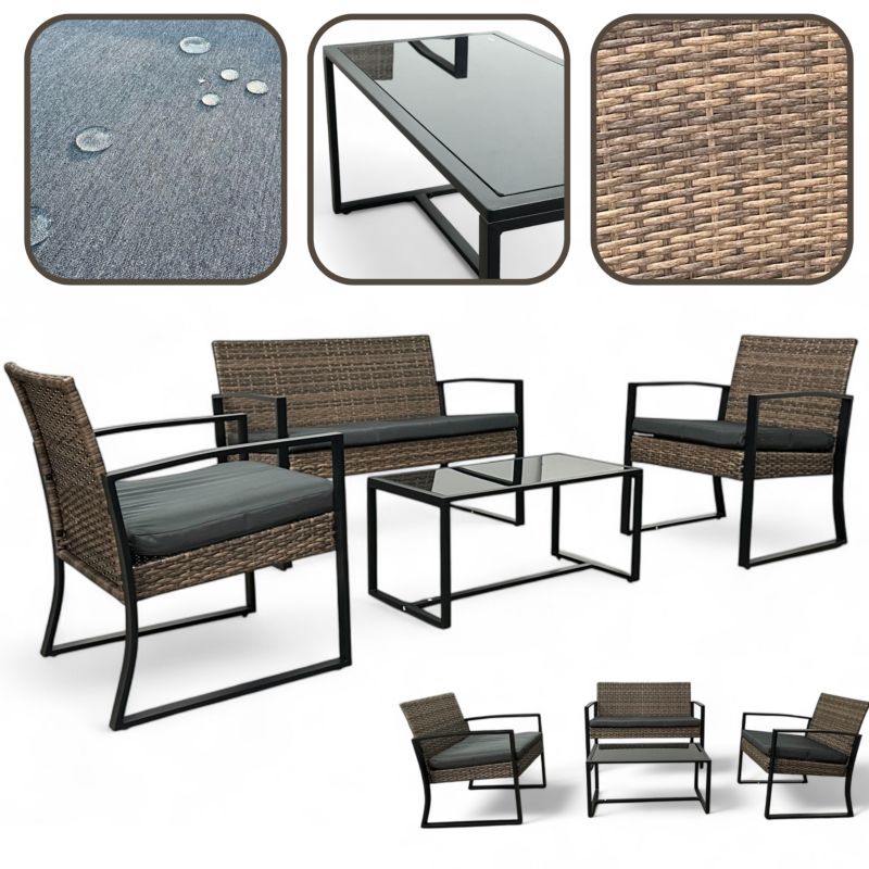 Zestaw ogrodowy Moja Ogrodownia Mataro sofa 2-osobowa 2 fotele stolik różne kolory 1 kpl