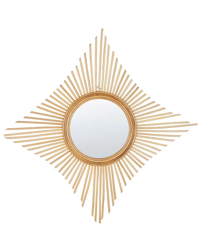 Lustro ścienne Majene 60 cm 60 cm Rattan Naturalny 1 szt.