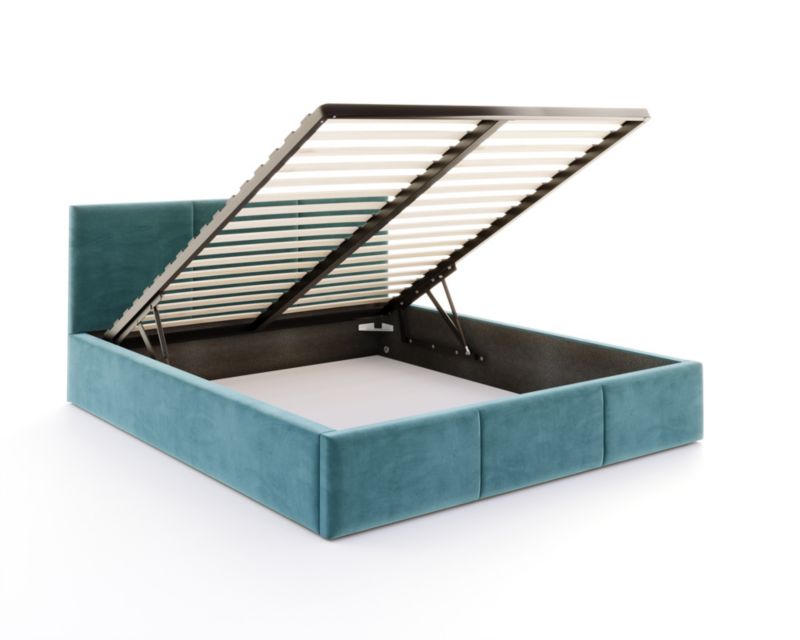 Łóżko tapicerowane FDM AMBER 160x200 turkusowe z pojemnikiem i stelażem podnoszonym 1 szt.