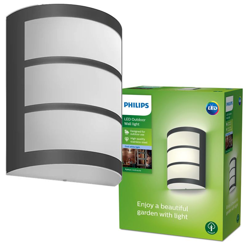 Kinkiet Ogrodowy Philips Lampa Elewacyjna Zewnętrzna LED 6W 500lm 4000K Antracyt IP44 1 szt.
