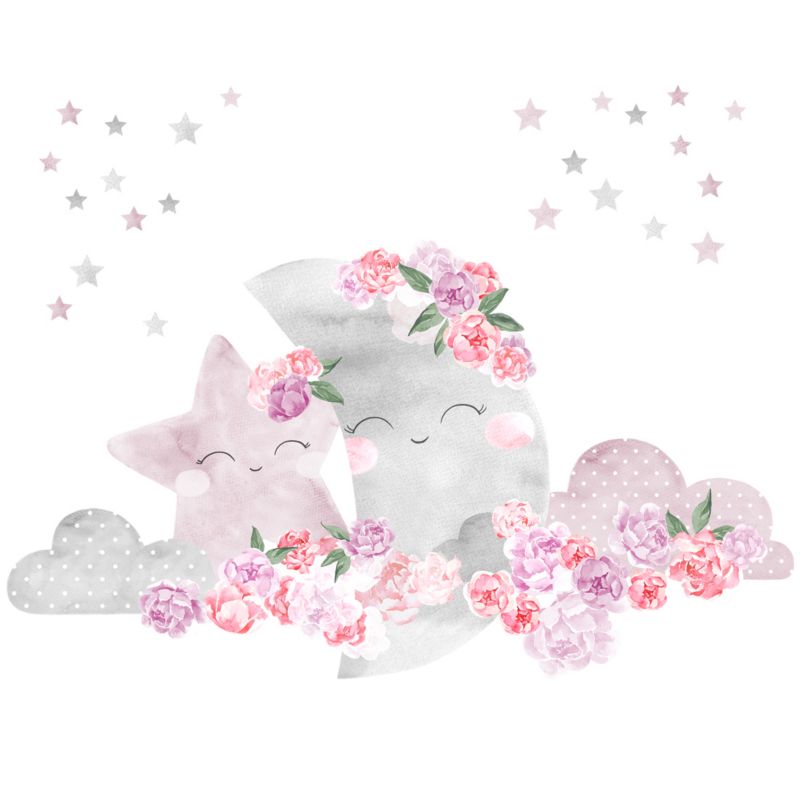 Naklejka na ścianę Pastelowe Love Księżyc różowy 1 szt