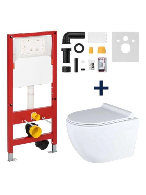 Zestaw miska WC + stelaż + akcesoria do montażu Uptrend YOSEMITE Moloko UP-Pack, biały połysk 1 kpl.