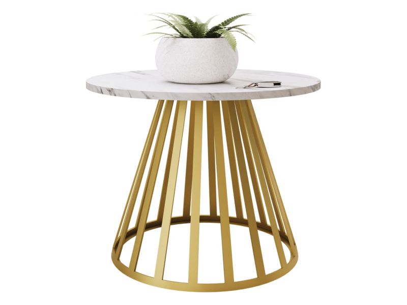 Stolik kawowy okrągły MIRJAN 24 Mokod Mini złoty/marmur bianco 1 szt.