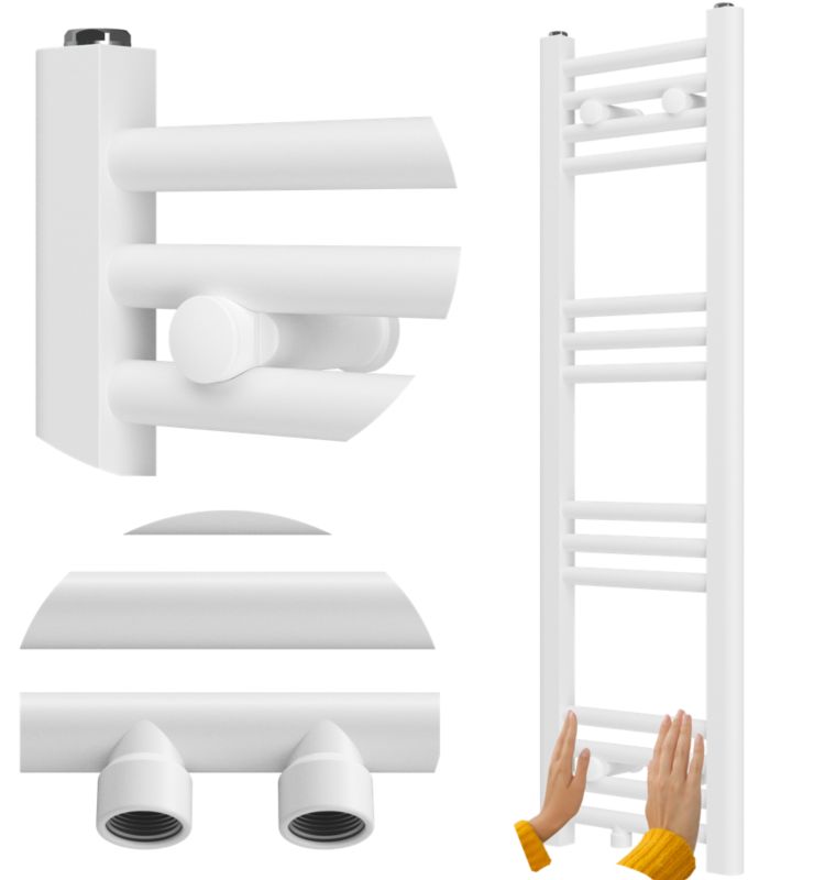 Grzejnik Łazienkowy Granitan Raven 100/30cm Biały Kaloryfer Drabinkowy 1kpl.