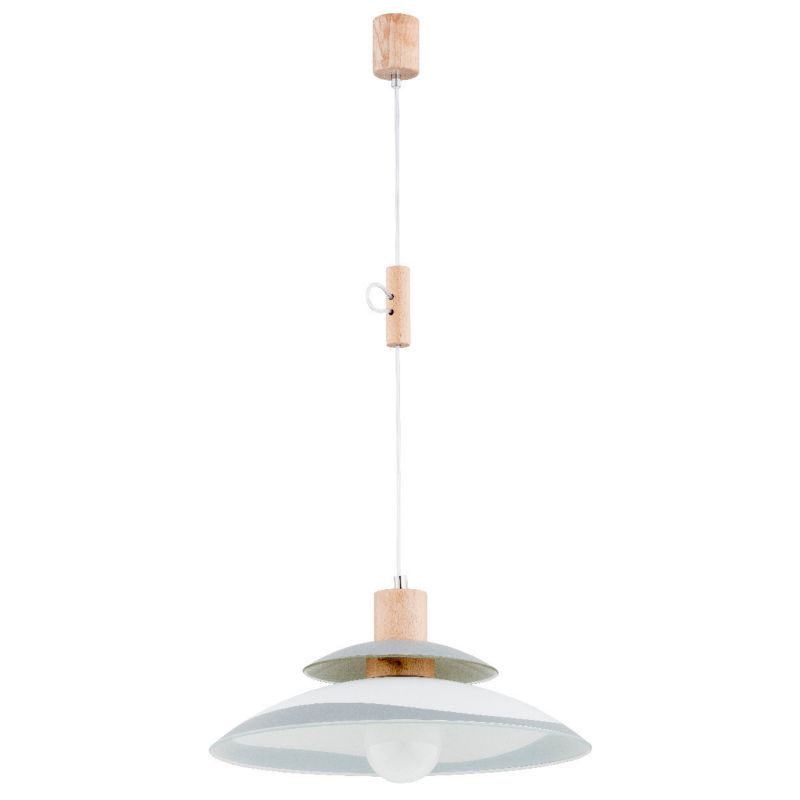 Lampa wisząca Alfa Inka 7651 jasne drewno-biała-chromowana do kuchni 1xE27 x 15W 1 szt.