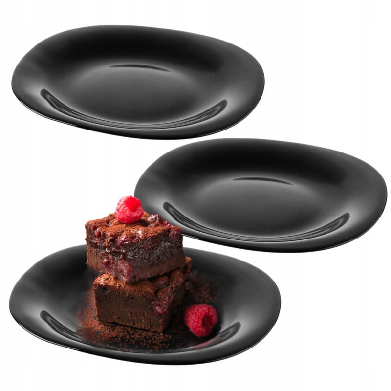 Talerz Deserowy KADAX 21cm Talerze Na Ciasto Czarny 3szt